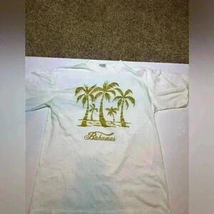 Vintage Bahama’s Men’s T-shirt Single Stitch Golden Palm Trees - Large